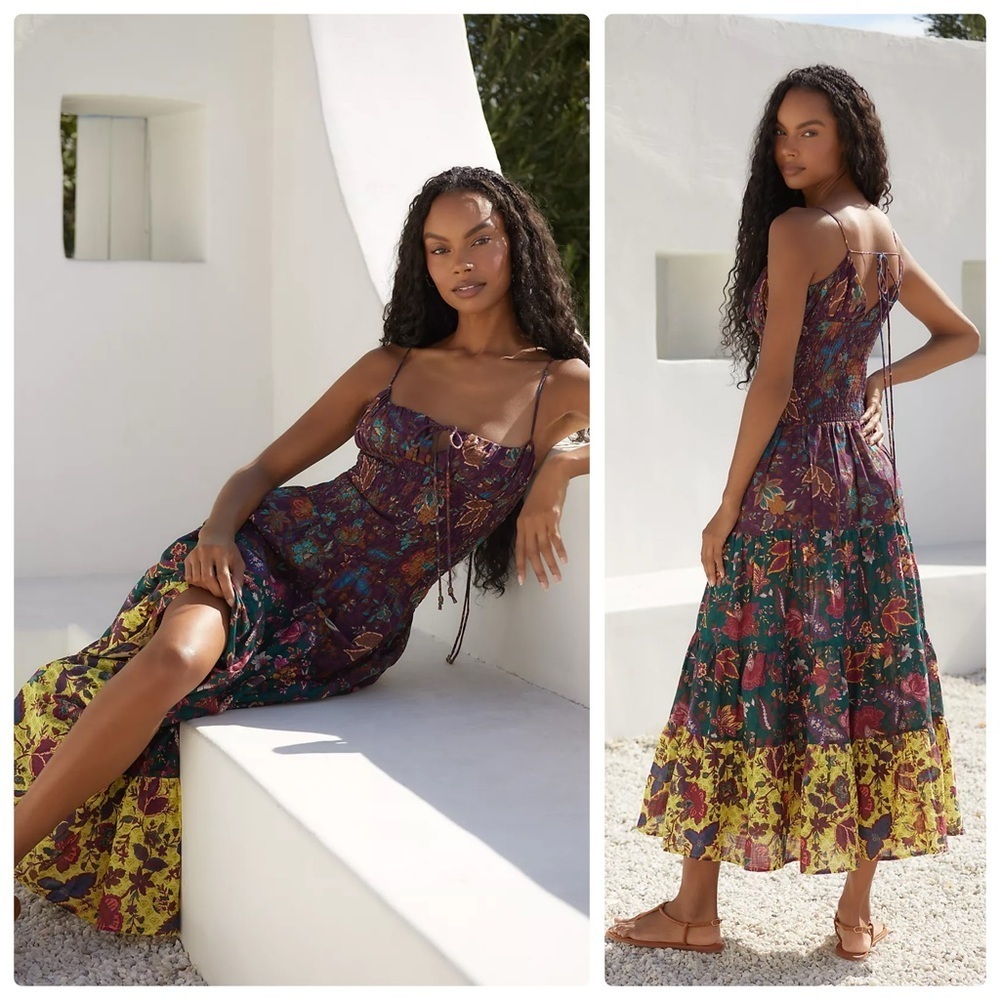 New Anthropologie The Josephine Smocked Drop-Waist Dress Size Medium boho​​​